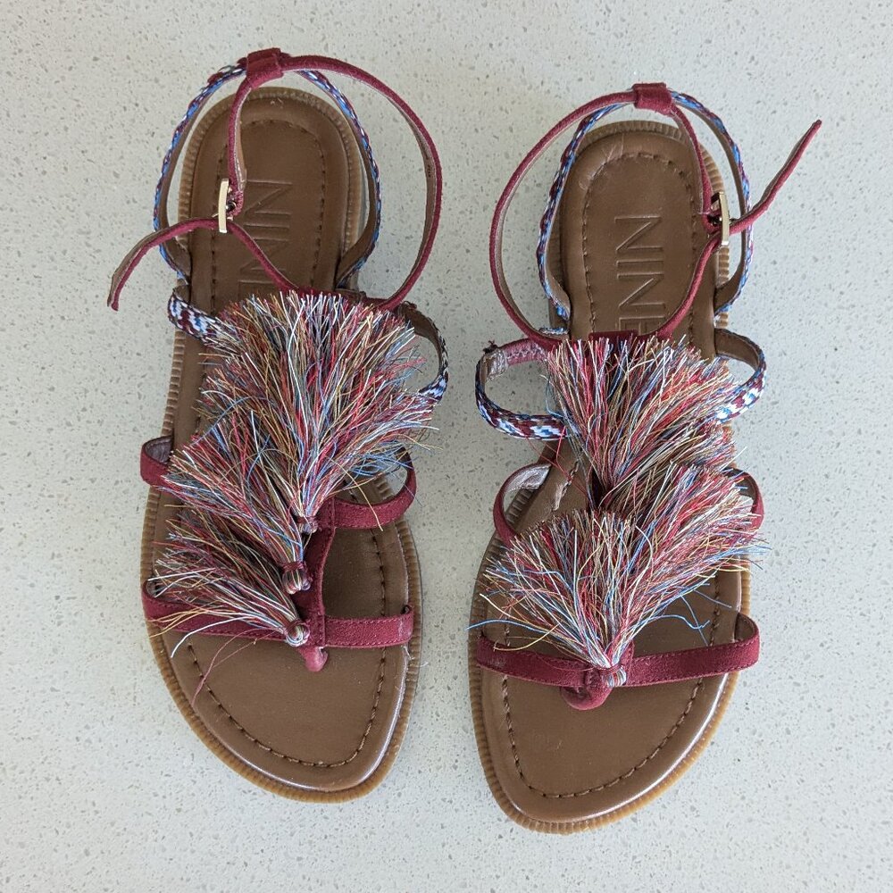 Nine West tassel sandals EUC